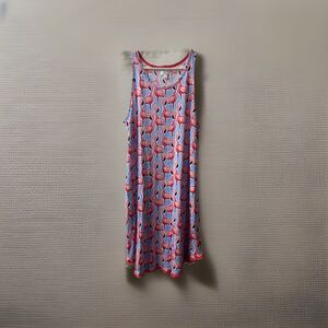 Crown & Ivy Intimates Sleepwear Tank Gown Womens Large Blue Pink Flamingo Pocket